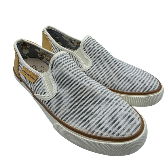 Tommy Bahama Shoes - Tommy Bahama Women's Striped Slip On Canvas Shoes Tan Accents Size 8.5
